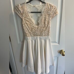 Modern Vintage White Lace Open Back Dress